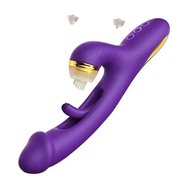 Innovativ Flapping G-punkt Vibrator med Udskiftelige Silikonehylstre til Tappe-, Kilde- & Slikkefunktion