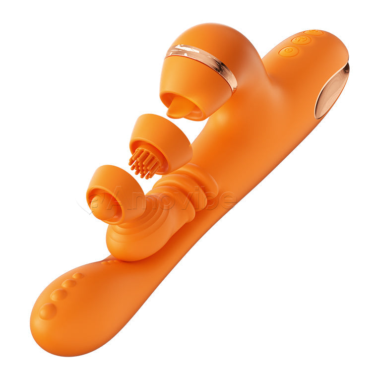 G-punkt Vibrator med Cirkulær Bevægelse Massage, Vibration & 3 Ærmer til Klit Tap, Kildren & Slikken