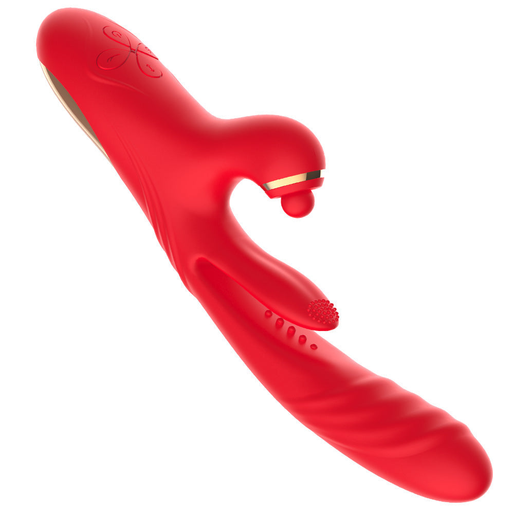 5 I 1 Stødende Vibrator med Slikkende Vibration, Opvarmning & Klit Tapping