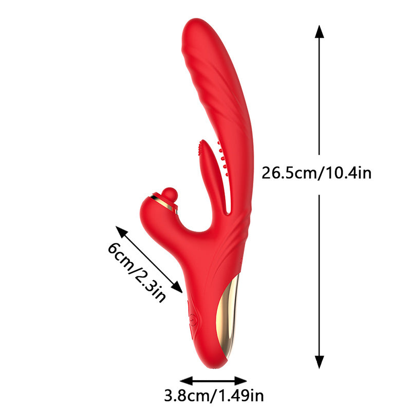 5 I 1 Stødende Vibrator med Slikkende Vibration, Opvarmning & Klit Tapping