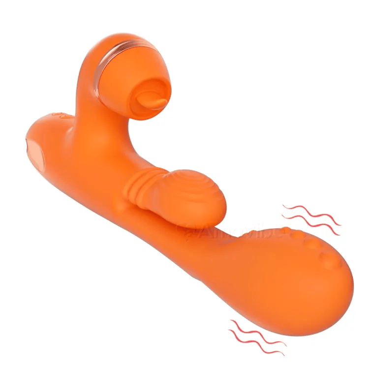 G-punkt Vibrator med Cirkulær Bevægelse Massage, Vibration & 3 Ærmer til Klit Tap, Kildren & Slikken