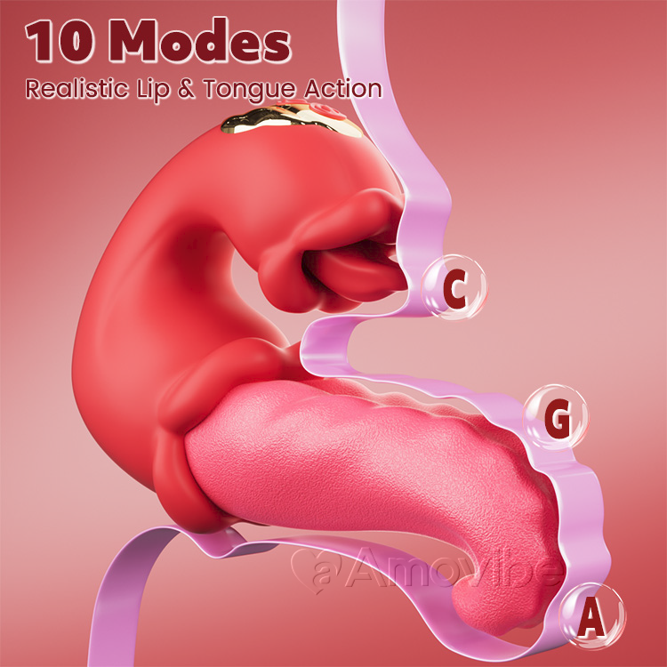 Dobbelt Rose Stødende G-punkt Vibrator med Tunge Slikkende & Vibration