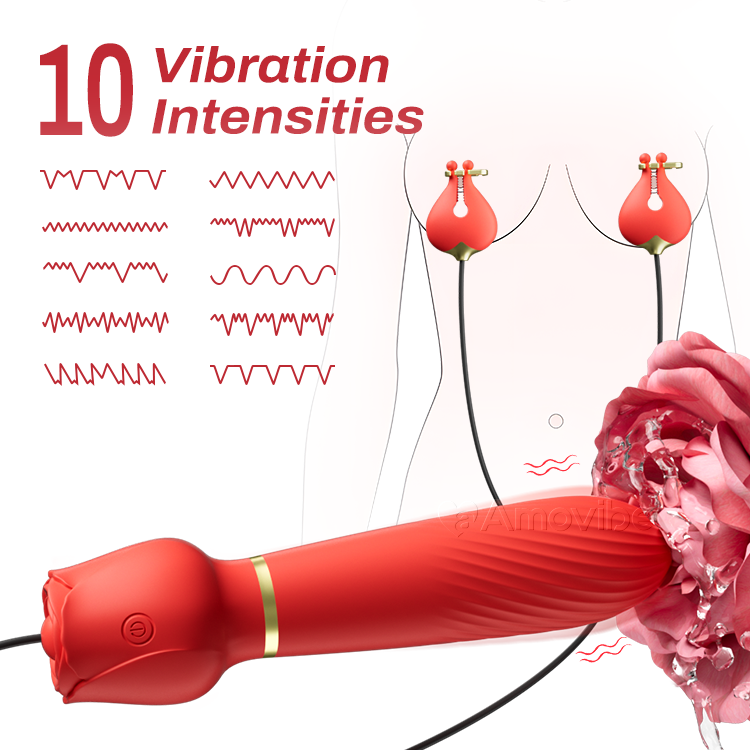 Klitoris Vibrator med Brystvorte Klemmer