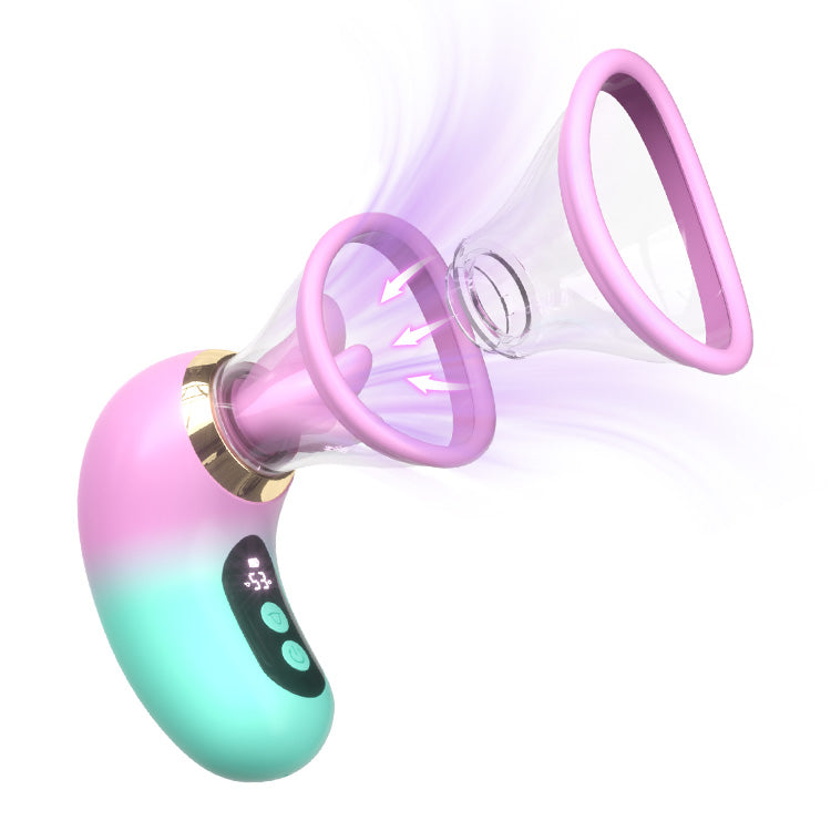 5-i-1 Vibrator med Sugning, Slikning og LCD-kontrol