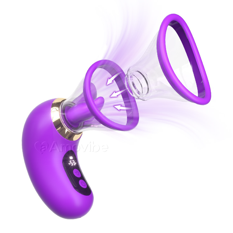 5-i-1 Vibrator med Sugning, Slikning og LCD-kontrol