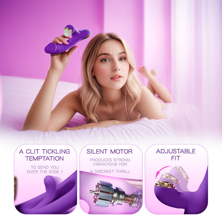 Innovativ Flapping G-punkt Vibrator med Udskiftelige Silikonehylstre til Tappe-, Kilde- & Slikkefunktion