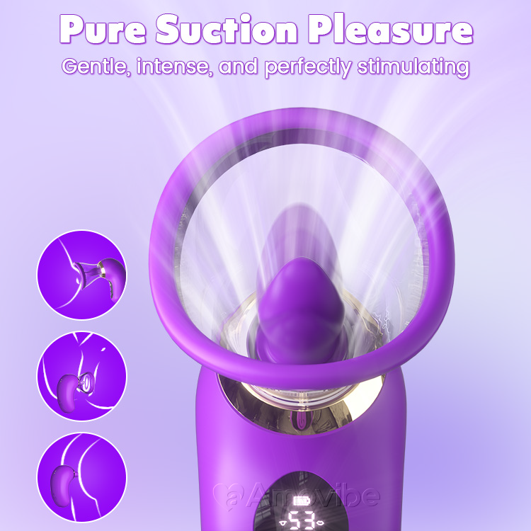 5-i-1 Vibrator med Sugning, Slikning og LCD-kontrol