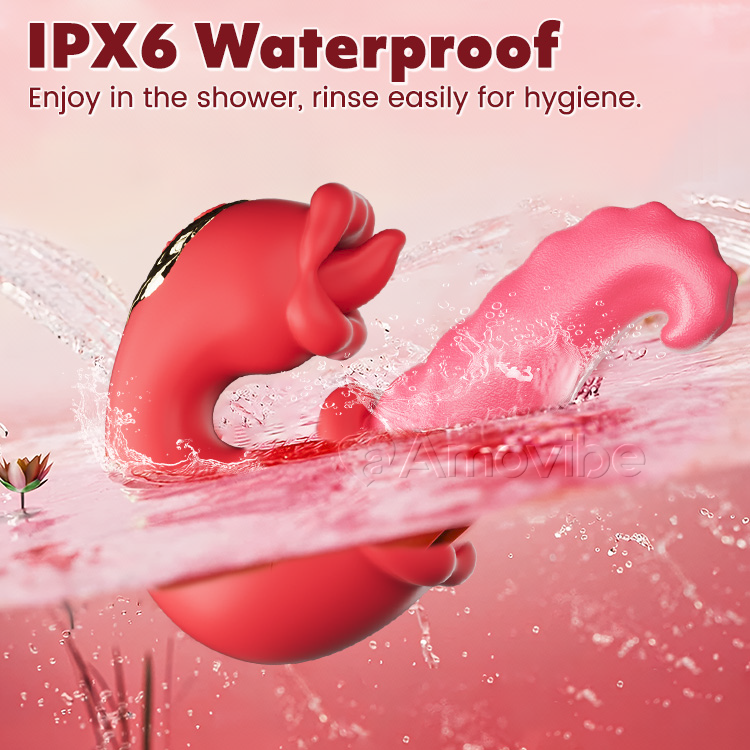 Dobbelt Rose Stødende G-punkt Vibrator med Tunge Slikkende & Vibration