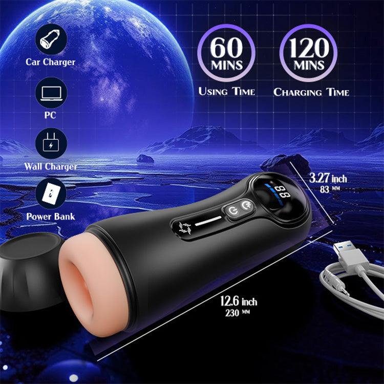 Automatisk Mandlig Masturbator – 4 Sug, 9 Vibrationer, LED Display