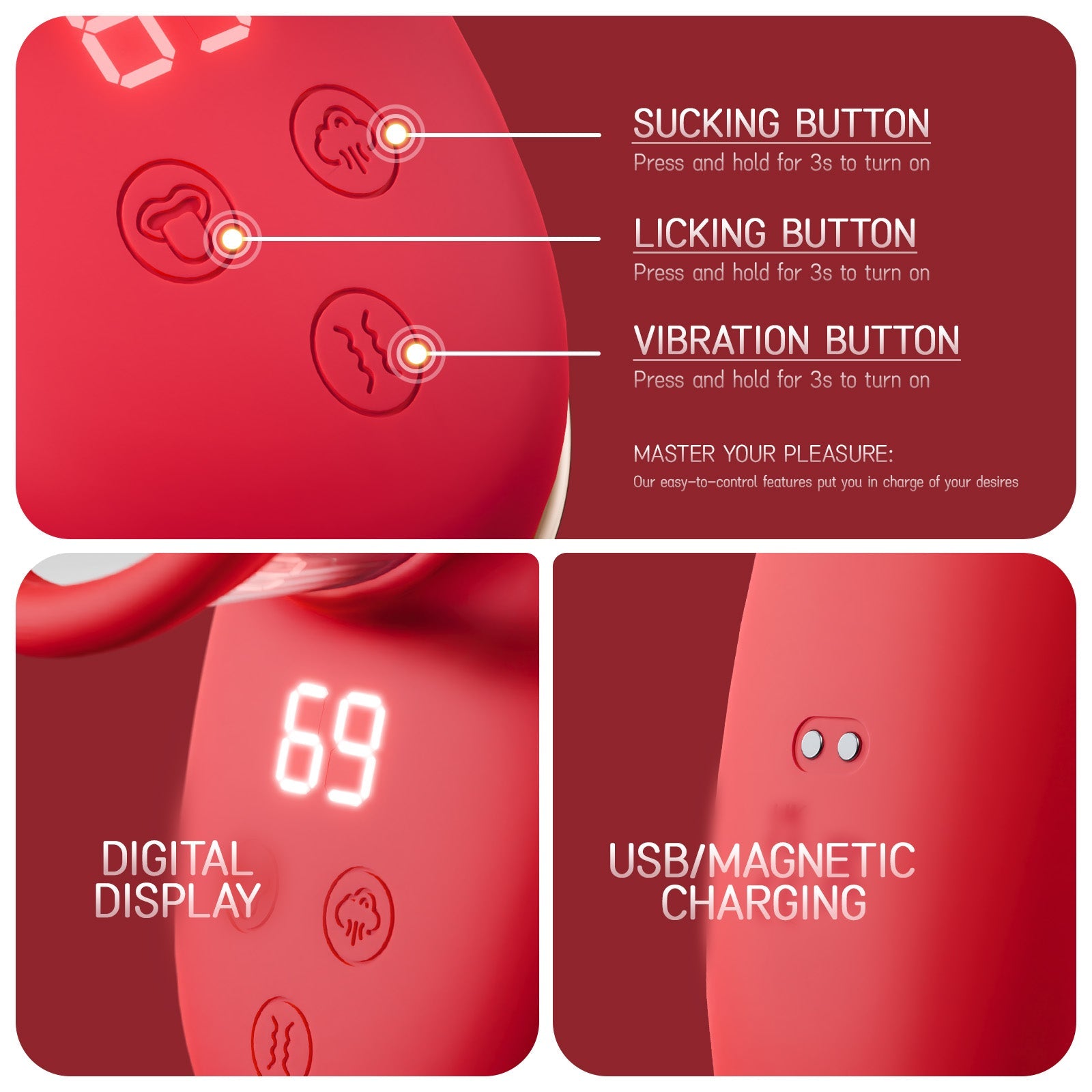 Klitoris Suger Vibrator med slikke- & vibreringsfunktion